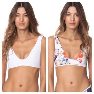 Maaji Reversible White and Floral Bikini Top